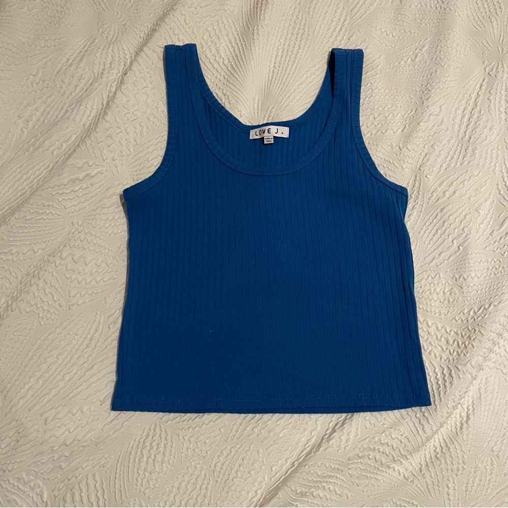 Love J Blue Ribbed Tank Top